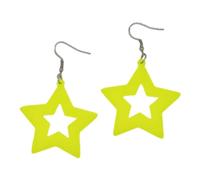Hämatit Ohrringe Silber Ohrringe Große Retro Geometrische Anhänger 80er Jahre Kleidung Stern Anhänger Ohrringe Helle Party Accessoires Magnetische Ohrringe (A, 5x5cm)