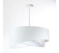 Hängelampe Pendentif Chambre À Coucher Blanc Gris Baroque E27 Rond Ø 50 Cm Tissu