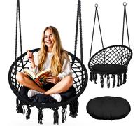 Hängender Gartenstuhl Hängesessel BOHO schwarz