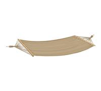 Tapis suspendu fauteuil balançoire panier cadre en bois coussins textiles jardin balcon terrasse meubles beige L 280 cm