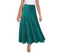 HAEOF Jupe d'été 2024 pour femme, élastique, taille haute, style bohème, décontractée, avec cordon de serrage, ligne A, jupe longue, Bleu sarcelle/une touche de paradis (Trace of Paradise), XL