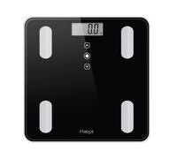 Haepi - Balance de composition corporelle en verre - Analyse masse graisseuse, osseuse, musculaire, eau, IMC et Kcal - Noir