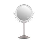 Haepi Bella Miroir LED avec Grossissement 10X, Miroir Grossissant Double Face avec 3 Tons de Lumière, Luminosité Réglable, Commande Tactile, Batterie Rechargeable et Finition Nickel Brossé
