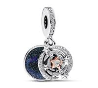 HAEPIAR 925 Les charmes en argent sterling pendaient Étoile filante bicolore Double pour les bracelets et les bijoux de collier pour les femmes familiales et les amis