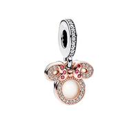 HAEPIAR Mickey S925 Charm en argent sterling pour bracelet, collier, breloque Dangle 100e anniversaire de Mickey et Minnie, pour femme et fille, cadeau d'anniversaire, Zircone cubique