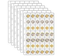 HAEPXYBY 6 Feuilles Classeur Pieces de Monnaie, Pochettes Album Plastique pour Pièces de Monnaie avec 9 Trous Standard 42 Compartiments pour Collectionneurs de Pièces de Monnaie