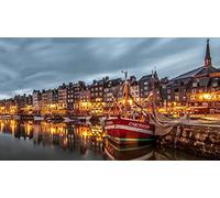 Haeran River Paysage De Soirée du Port De Honfleur France Peinture par Numéros Bricolage Kit De Peinture À l'huile sur Toile Unique Peinture Numérique