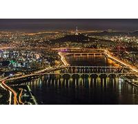 Haeran River Peinture Séoul Corée Du Sud Nuit Ville Panorama Couleur Parler Peinture Par Numéros Bricolage Unique Toile Peinture À L'Huile Kit Peinture Numérique