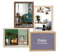 Haes Deco cadre photo multiple en bois Alvesta en tons bruns pour 4 photos 10x15 avec effet 3D