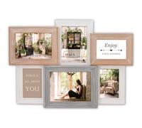 Haes Deco cadre photo multiple en bois Annecy vintage blanc, marron et gris pour 6 photos