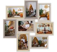 Haes Deco cadre photo multiple en bois Copenhagen marron pour 8 photos 10x15 cm avec effet 3D (47x47 cm)