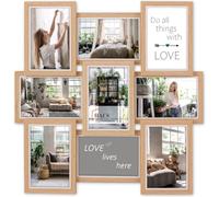 Haes Deco cadre photo multiple en bois Fevik marron et blanc pour 9 photos 10x15 cm (format 45x45 cm)