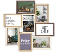 Haes Deco cadre photo mural multiple en bois Alvesta pour 8 photos 13x18 cm avec effet 3D (53 x 53 cm, tons bruns)
