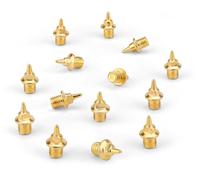 HAEST Pointes Acier 7 mm - Forme Aiguille - Dorées - pour Sprint et compétition - Accessoires pour Chaussures à Pointes - Adhérence optimale sur Sol Humide - Lot de 14 pièces