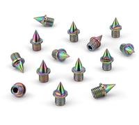 HAEST Pointes Creuses 6 mm en Acier - 1,3 g - Forme pyramidale - Multicolore - pour Piste en Tartan et Chemin en Terre - Compatibles - Set de 14 pièces