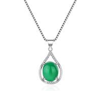 HAEUYA Pendentif de Collier de Jade, Pendentif de Jade de jadéite, Pendentif Rond de Jade Vert Collier en Argent Bijoux sculptés Chinois Cadeaux d'amulette de Mode for Les Femmes
