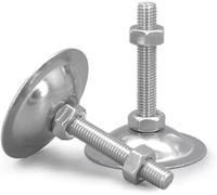 HAEUYA Pieds de nivellement réglables for Meubles, 2 pièces, Base en Fer galvanisé 38mm, Filetage M5/M6/M8, coupelles, Pieds Tour(Dia38xM8x50mm)