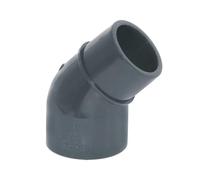 HAF 1 raccord d'angle en PVC à 45° réduit avec 50 mm x 40/50 mm - Manchon adhésif - Manchon adhésif - Raccord d'angle en PVC U gris - PN16 pour tuyau en PVC, raccord de piscine, tuyau de piscine