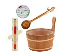 HAF® Seau de sauna Thermo Espe 4 litres avec insert, louche de sauna en bois Komu de 40 cm, sablier et couteau climatique | Seau d'infusion résistant à l'humidité | Accessoires de sauna de qualité