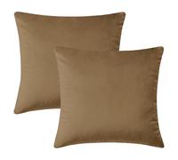 Hafaa Housses de coussin 45 x 45 (Lot de 2) - Housses de coussin carrées en velours froissé - Housse de coussin décorative et douce pour canapé, sofa, chambre avec fermeture éclair invisible (Marron