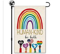 Hafhue Drapeau de jardin Human-Kind Be Both Welcome - Décoration extérieure de ferme - Impression double face imperméable - 30,5 x 45,7 cm - Cadeau amusant pour la famille et les amis
