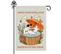 Hafhue Drapeau de jardin « I Hope Something Good Happens To You Today » - 30,5 x 45,7 cm - Double face - Motif oie amusante - Cadeau inspirant pour ami, voisin, optimiste et amateur d'oie