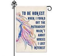 Hafhue Drapeau de jardin « When I Found Out The Patriarchy Wasn't About Horses I Lost Interest », 30,5 x 45,7 cm double face pour ferme, jardin, pelouse, cadeaux féministes, bannière de justice
