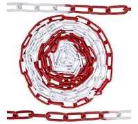 HAFIX® Chaîne de Signalisation Bicolore Rouge-Blanc 26M. Chaîne d'avertissement Chaîne à maillons de 5 mm Chaîne de sécurité Chaîne de sécurité des Chantiers de Construction en métal Inoxydable.