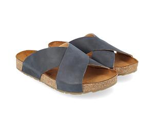 HAFLINGER 819412-0-5 Bio Mio Sabots en Cuir pour Hommes, Pointure:38 EU, La Couleur:Bleu