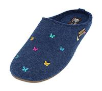 HAFLINGER Chaussons Femme Everest Farfalline 484014, Pointure:41 EU, La Couleur:Bleu