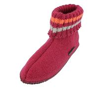 HAFLINGER Chaussons Paul avec col en pure laine vierge, bordeaux, 36 EU