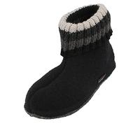 HAFLINGER Chaussons Paul avec col en pure laine vierge (noir 203), EU taille 38