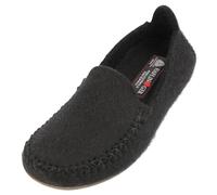 HAFLINGER Everest Mocassin Chaussons en feutre avec semelle en caoutchouc TR Semelle intérieure interchangeable, Noir , 40 EU
