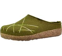Haflinger Femme Chausson Feutre Sabot Pantoufle Broderie Grizzly Mikado 741040, Taille:40 UE, Couleur:Vert