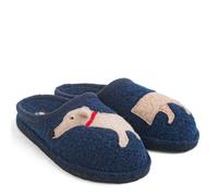 HAFLINGER FLAIR DOGGY DACKEL CHAUSSONS EN FEUTRE DE LAINE BLEU AVEC CHIEN TECKEL