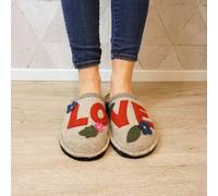 HAFLINGER FLAIR LOVE CHAUSSONS EN LAINE FEUTRÉE AVEC ÉCRITURE