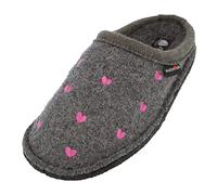 HAFLINGER Flair Valentine Chaussons en tissu Motif cœur, anthracite, 38 EU