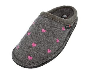 HAFLINGER Flair Valentine Chaussons en tissu Motif cœur, anthracite, 38 EU