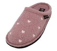 HAFLINGER Flair Valentine Chaussons en tissu Motif cœur, rose, 38 EU