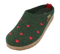 HAFLINGER Grizzly Cuoricini 741031 Chaussons Femme, Pointure:40 EU, La Couleur:Vert