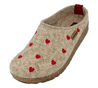 HAFLINGER Grizzly Cuoricini Pantoufles en feutre et liège Chaussons ornés de cœurs, 36 EU