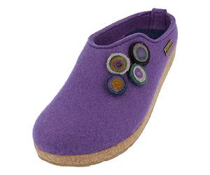 Haflinger Grizzly Kanon Pantoufles en feutre et liège, chaussons, sabots, lilas, 42 EU