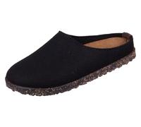 HAFLINGER Manhattan Pantoufles en feutre au design sobre avec semelle en cuir unisexe, Noir , 37 EU