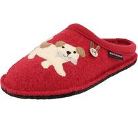 Haflinger Pantoufle femme feutre chien Flair Fido 313105, Taille:39 EU, Couleur:Rouge