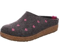 Haflinger Pantoufle femme laine Grizzly Cuoricini 741031, Taille:38 EU, Couleur:Gris