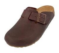 HAFLINGER Porto Sabots élégants en cuir avec semelle en caoutchouc et liège et semelle en latex Unisexe, marron foncé, 45 EU