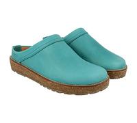 HAFLINGER Travel-Cassic Sabots élégants en cuir avec semelle en caoutchouc et semelle en liège et latex, Aqua 1193, 37 EU