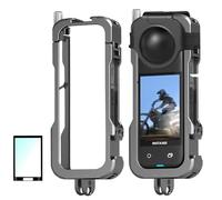 HAFOKO Alliage d'aluminium Cadre Cage pour Insta 360 X4 Métal de Protection Boîtier Extension avec Griffe Froide Compatible avec Insta 360 X4 Accessoires avec Objectif Capuchon + Écran Protecteur
