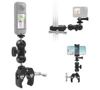HAFOKO Métal Super Pince Compatible avec DJI Osmo 360 Magique Bras 360°Double Tête Sphérique Compatible pour Insta360 X5 Ultra-Robuste Ajustable Support Compatible avec GoPro Osmo Nano Phone Vlogging