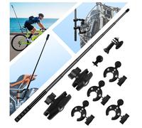 HAFOKO Moto Appareil Photo Kit Compatible avec DJI Osmo 360, Compatible avec Insta360 X5 Double Clamp Support avec 47'' Invisible Bâton Moto Vélo Guidon Support Compatible avec GoPro12-3 Cyclisme UTV